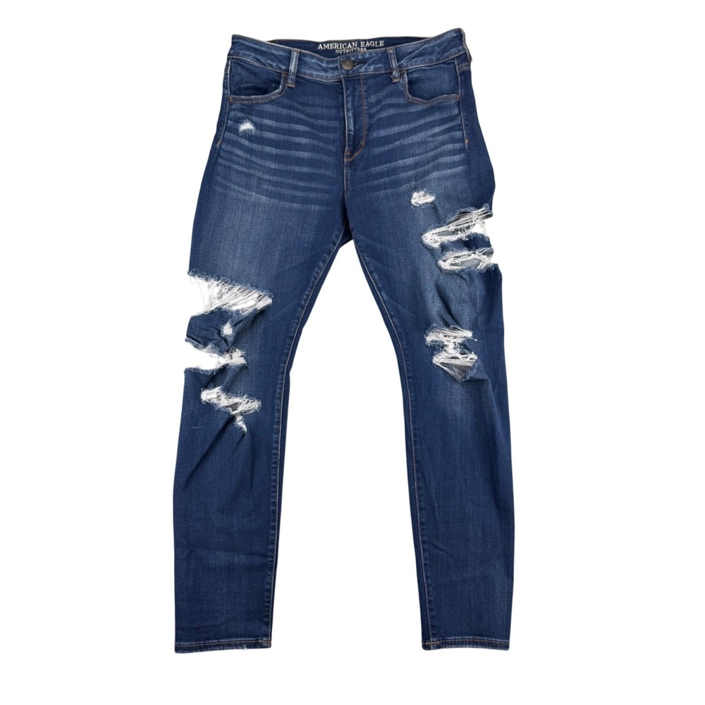 American Eagle Hi-Rise Jegging Super Stretch X Distressed Jeans Blue Size 32